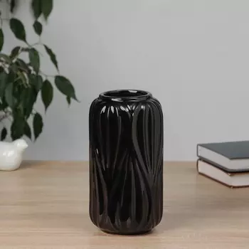 Ваза «Лиам», d=6 см, 2010 см, керамика, чёрная