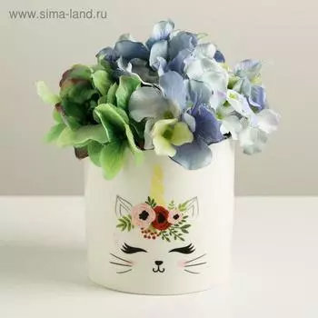 Горшок для цветов, «Котик», 10 х 10 см