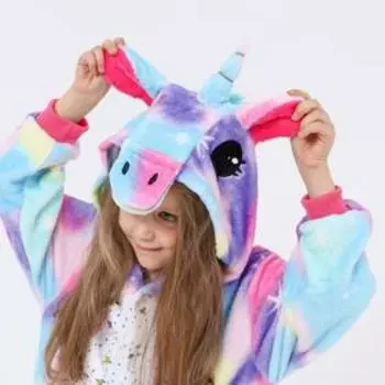 Кигуруми детский Единорог блестящие звезды,рост140