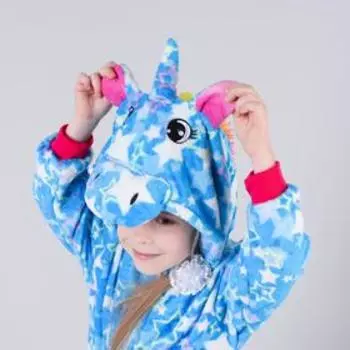 Кигуруми «Единорог», звёздочки на голубом, рост 100 см