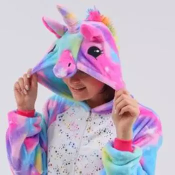 Комбинезон кигуруми "Единорог блестящие звезды", взрослый, S, 150-160 см