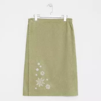 Килт мужской, 70х150, цвет олива, вышивка Снежинки, махра 300г/м², 100 % хлопок