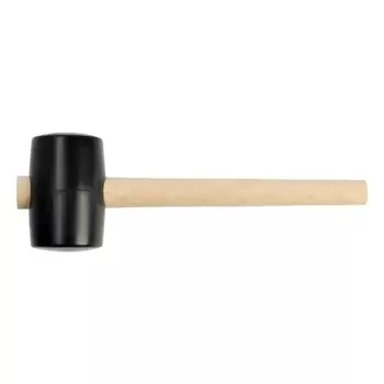 Киянка ЛОМ, деревянная рукоятка, черная резина, 65 мм, 500 г