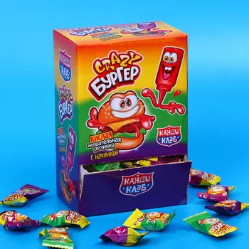 Кислая жевательная резинка с начинкой «Crazy Бургер» 4 г