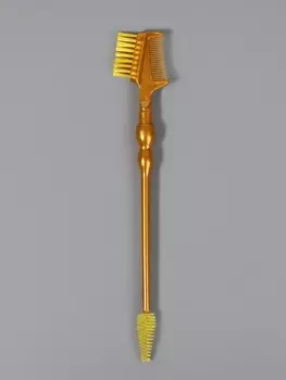 Щёточка для макияжа ресниц и бровей, 2в1, 18.5 см, золотистый