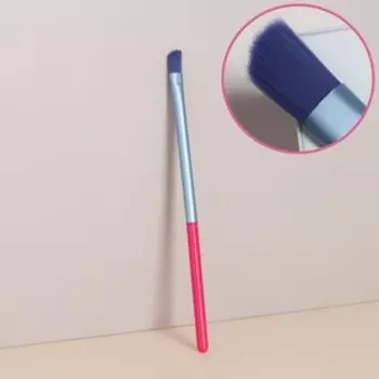 Кисть для макияжа «PENCIL», скошенная, 16 (+/- 1) см, цвет розовый/синий