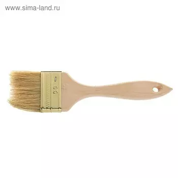 Кисть плоская ЛОМ, 60 х 14 мм, деревянная рукоятка, натуральная щетина