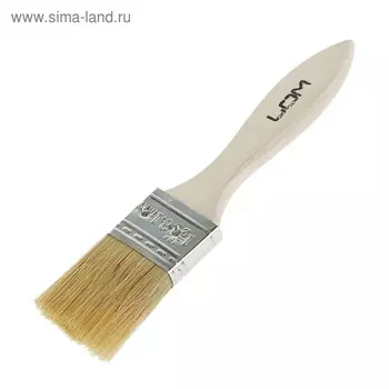 Кисть плоская ЛОМ, натуральная щетина, деревянная рукоятка, 1.5", 38 мм