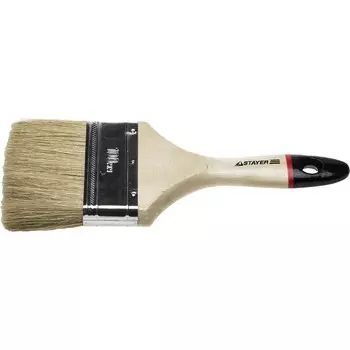Кисть плоская STAYER UNIVERSAL 0102-100, натуральная щетина, деревянная ручка, 100 мм