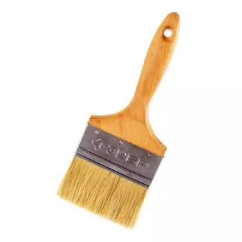 Кисть плоская ЗУБР 01005-100, светлая натуральная щетина, деревянная ручка, 4/100мм