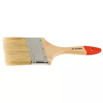 Кисть плоская ЗУБР 4-01001-100, натуральная щетина, деревянная ручка, 100мм