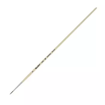 Кисть Колонок круглая, наполненная вершина, Roubloff серия 1052 № 2 ручка длинная пропитана лаком, белая обойма