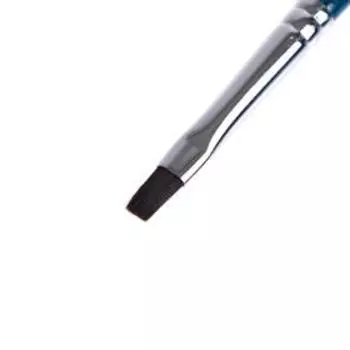 Кисть Roubloff premium Белка серия Squirrel mix Flat № 6 ручка короткая синяя с окрашенным кончиком/ белая обойма