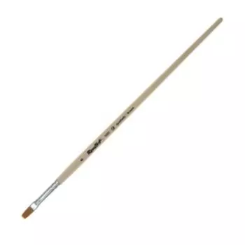 Кисть Синтетика, плоская, Мягкая, Roubloff серия 1222 № 8, ручка длинная пропитана лаком, белая обойма