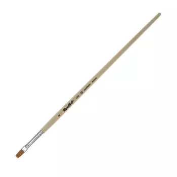 Кисть Синтетика, плоская, Мягкая, Roubloff серия 1222 № 8, ручка длинная пропитана лаком, белая обойма