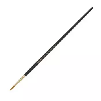 Кисть Синтетика, круглая, Жесткая, укороченная вставка, Roubloff серия 1317 № 5, ручка длинная чёрная матовая, жёлтая обойма