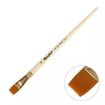 Кисть Синтетика Плоская, Жесткая, укороченная вставка, Roubloff серия 1322 № 20, ручка длинная пропитана лаком, желтая обойма