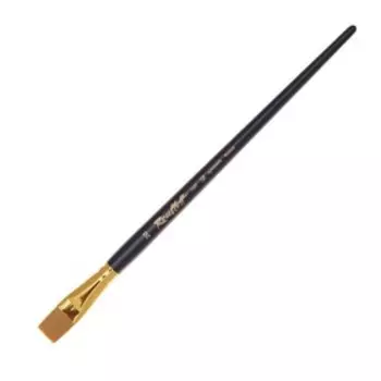 Кисть Синтетика Плоская, Жесткая, укороченная вставка, Roubloff серия 1327 № 20, ручка длинная черная матовая, желтая обойма