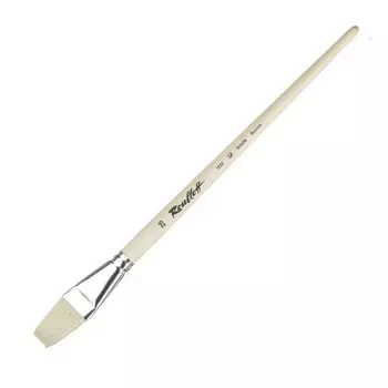 Кисть Щетина плоская, Roubloff серия 1622 № 26, ручка длинная пропитана лаком, белая обойма