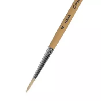 Кисть Щетина круглая, HANA Сочиняй № 4 (длина волоса 16 мм), короткая ручка матовая