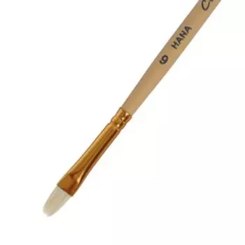 Кисть Щетина овальная, HANA Сочиняй № 6 (длина волоса 10 мм), короткая ручка матовая