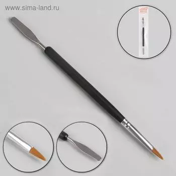Кисть шпатель для акрил-геля, лепесток, 18 см, 517 мм, чёрная