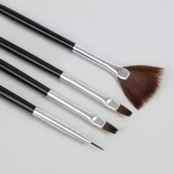 Набор кистей для наращивания и дизайна ногтей, 4 шт., 17.8 см, чёрный