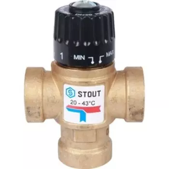 Клапан смесительный STOUT SVM-0110-164320, 3/4", внутренняя резьба, 20-43°С, KV 1,6