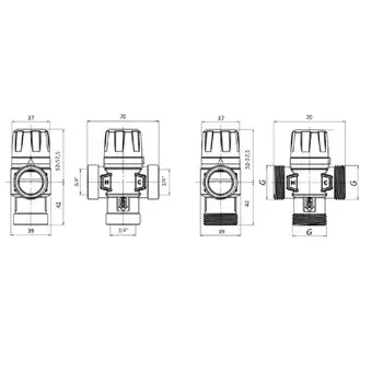 Клапан термостатический ROMMER RVM-0112-166020, смесительный, 3/4",ВР,35-60°С, KV 1.6