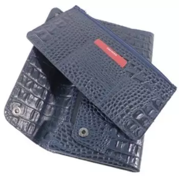 Клатч мужской, 2 отдела на клапане, наружный карман, с ручкой, цвет синий