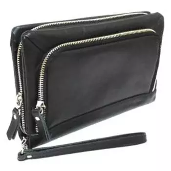 Клатч мужской, на молнии н/к, чёрный (ка22025в)