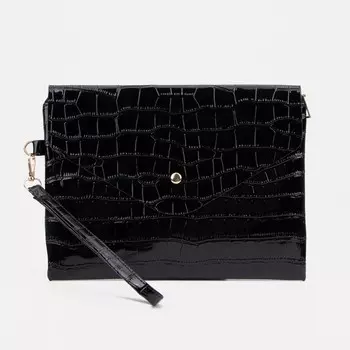 Клатч на клапане, цвет чёрный