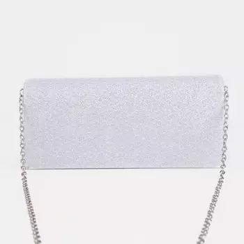 Клатч, отдел на клапане, цепочка, цвет серый