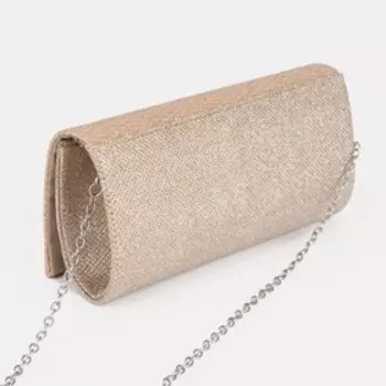 Сумка-клатч на клапане, цепочка, цвет золотистый