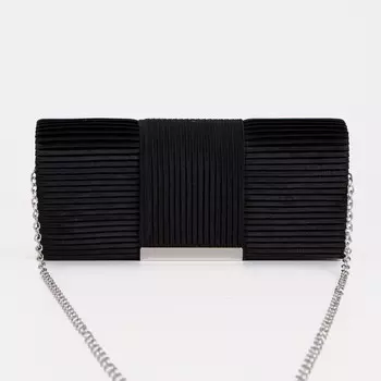 Сумка-клатч женская на магните, на длинной цепочке, чёрная