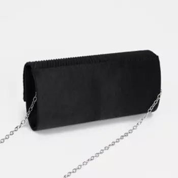 Сумка-клатч женская вечерняя на магните, на цепочке, со стразами, чёрная