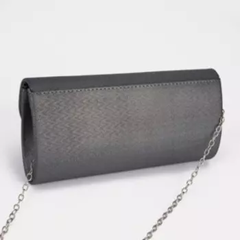 Сумка-клатч вечерняя на магните, на серебристой цепочке, серая