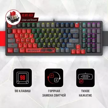 Клавиатура A4Tech Bloody S98 механическая красный/черный USB for gamer LED (SPORTS RED)