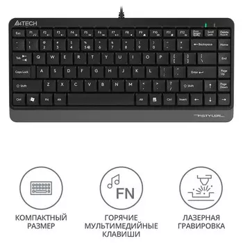 Клавиатура A4Tech Fstyler FK11 черный/серый USB slim