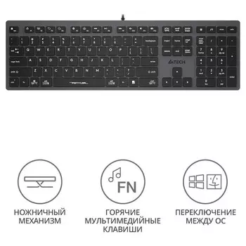 Клавиатура A4Tech Fstyler FX50 серый USB slim Multimedia (FX50 GREY)