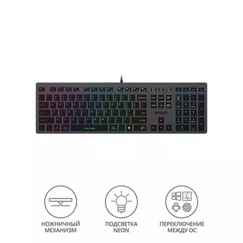 Клавиатура A4Tech Fstyler FX60 серый USB slim LED (FX60 GREY / NEON)