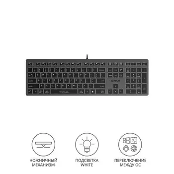 Клавиатура A4Tech Fstyler FX60 серый USB slim LED (FX60 GREY / WHITE)