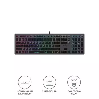 Клавиатура A4Tech Fstyler FX60H серый USB slim LED (FX60H GREY/NEON)