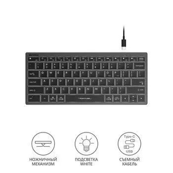 Клавиатура A4Tech Fstyler FX61 серый USB slim LED (FX61 GREY)