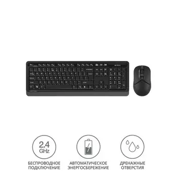 Клавиатура + мышь A4Tech Fstyler FG1012 клав:черный/серый мышь:черный USB беспроводная Multi 10046