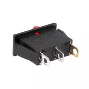 Клавишный выключатель, 250 В, 15 А, ON-OFF, 3с, красный, с подсветкой, наб 10 ш.