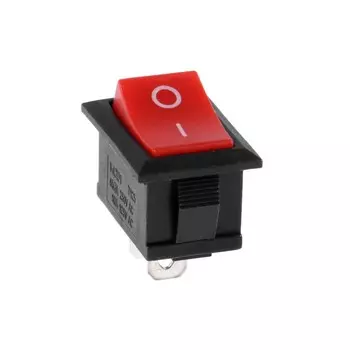 Клавишный выключатель, 250 В, 6 А, ON-OFF, 2c, красный, наб 10 ш.