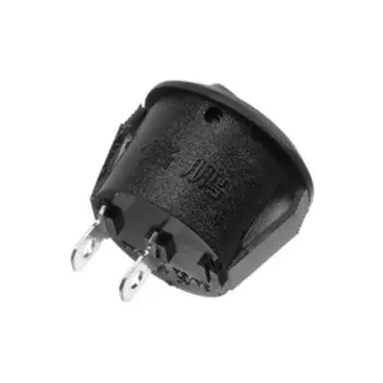 Клавишный выключатель круглый, 250 В, 6 А, ON-OFF, 2c, черный , розничная упаковка.