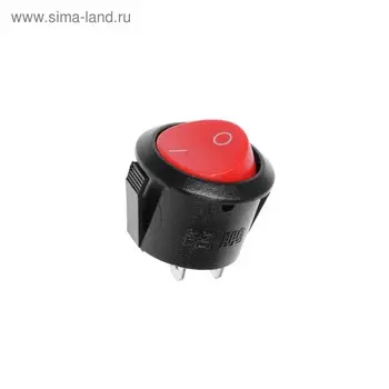 Клавишный выключатель круглый, 250 В, 6 А, ON-OFF, 2c, красный