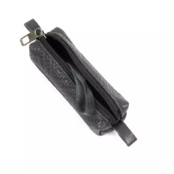 КЛБ-100 Ключница, отдел на молнии, цвет черный крек (плетенка) 5,5х16х4,5см